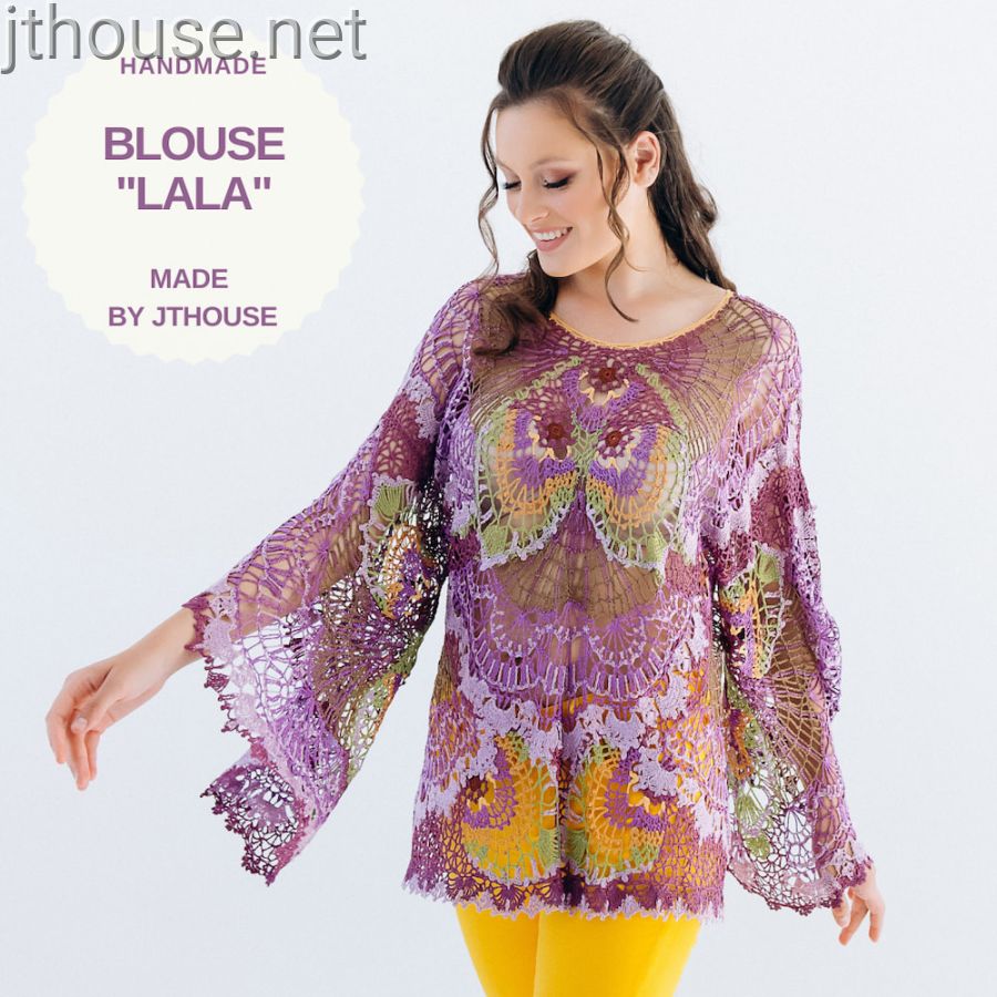 Ready-made Oversized Blouse LALA in violet-lilac colors