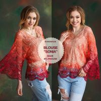 Ready-made Oversized Blouse SONIA in orange coral red colors