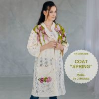 Ready-made Oversized Coat SPRING in ivory/olive green/pink colors - size M/L