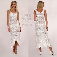 Ready-made White A-Line Lace Crochet Dress Marilyn